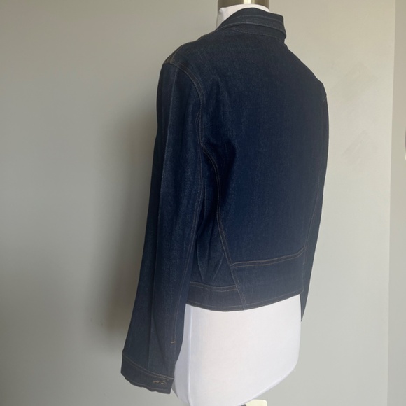 NWT BB Dakota Moto Style Jean Denim Zip Casual Biker Dark Blue Jacket Medium - Picture 4 of 10